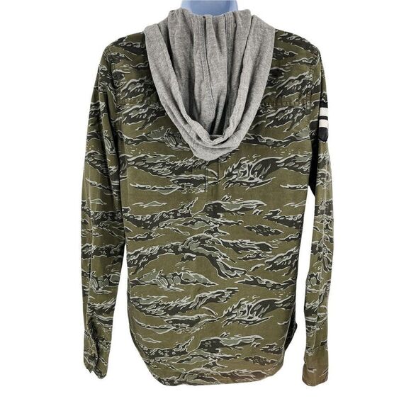 Hurley Camo Long Sleeve Button Down Hooded Shacket Jacket Shirt - Picture 3 of 10